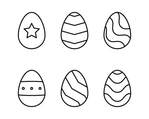 Easter eggs set. Vector lineart set of eggs with ornament. Perfect for easter Stock Illustration