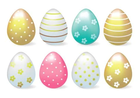Easter eggs set on white background. Vector illustration. Stock Illustration