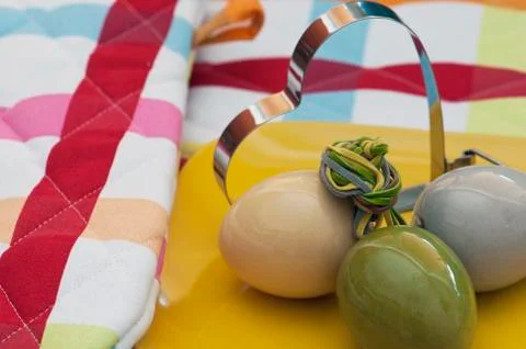 Easter eggs with shape heart Stock Photos