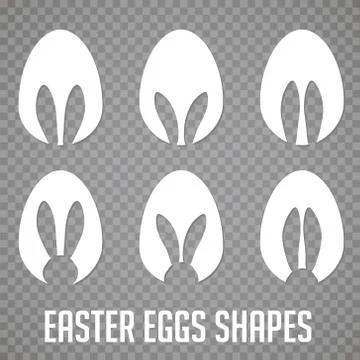 Easter eggs shapes with bunny ears silhouette - set Stock Illustration