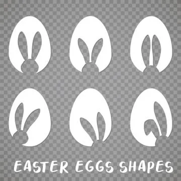Easter eggs shapes with bunny ears silhouette - set Stock Illustration