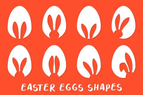 Easter eggs shapes with bunny ears silhouette - set Stock Illustration