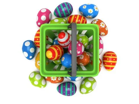 Easter Eggs in shopping basket Stock Illustration