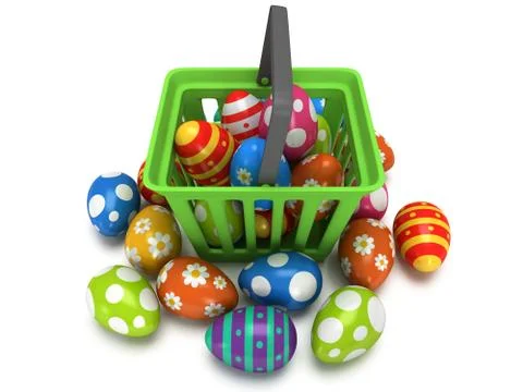 Easter Eggs in shopping basket Stock Illustration