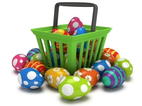 Easter Eggs in shopping basket Stock Illustration