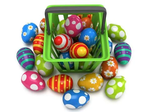Easter Eggs in shopping basket Stock Illustration