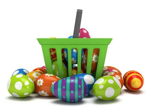 Easter Eggs in shopping basket Stock Illustration