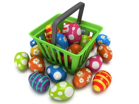 Easter Eggs in shopping basket Stock Illustration