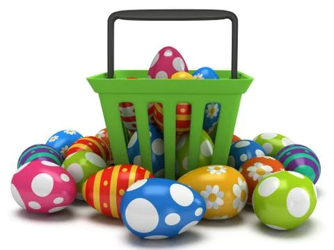 Easter Eggs in shopping basket Stock Illustration