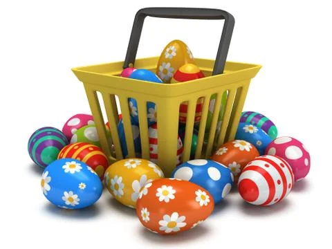 Easter Eggs in shopping basket Stock Illustration