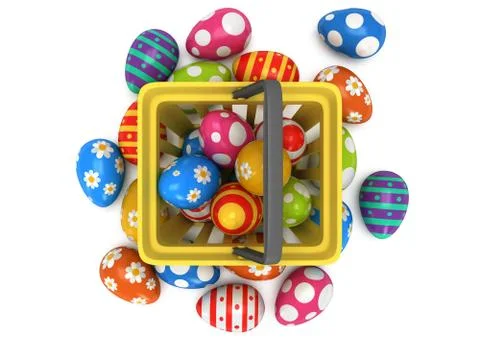 Easter Eggs in shopping basket Stock Illustration