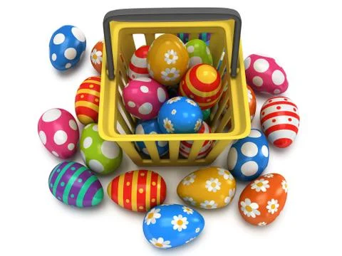Easter Eggs in shopping basket Stock Illustration