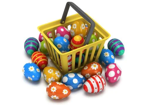 Easter Eggs in shopping basket Stock Illustration