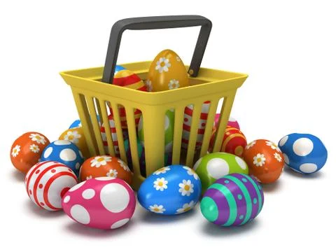 Easter Eggs in shopping basket Stock Illustration