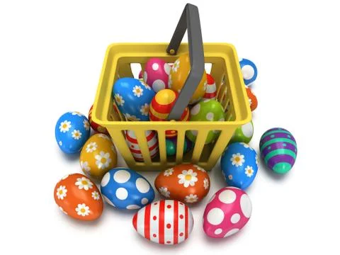 Easter Eggs in shopping basket Stock Illustration