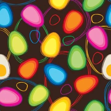 Easter eggs sign seamless pattern. Easter greeting card background 스톡 일러스트