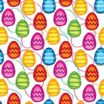 Easter eggs sign seamless pattern. Easter greeting card background Illustrazione stock
