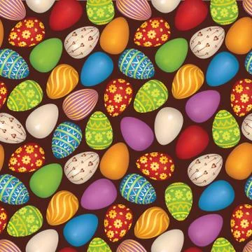 Easter eggs sign seamless pattern. Easter greeting card background Stock Illustration