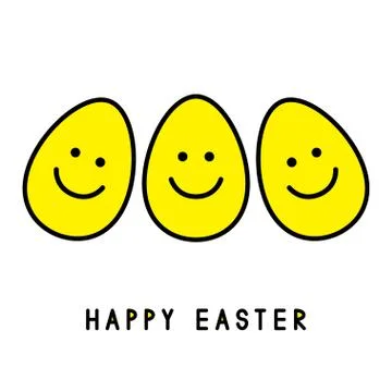Easter eggs. Smiling faces. Easter greeting card. Stock Illustration
