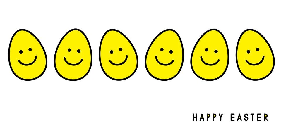 Easter eggs. Smiling faces. Easter greeting card. Stock Illustration