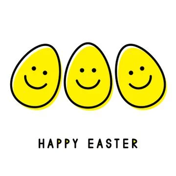 Easter eggs. Smiling faces. Easter greeting card. Stock Illustration