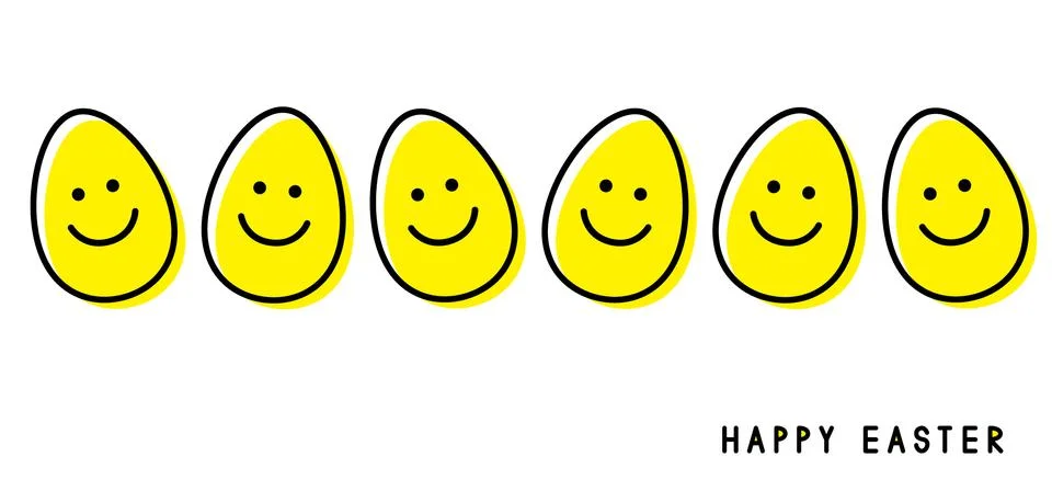 Easter eggs. Smiling faces. Easter greeting card. Stock Illustration
