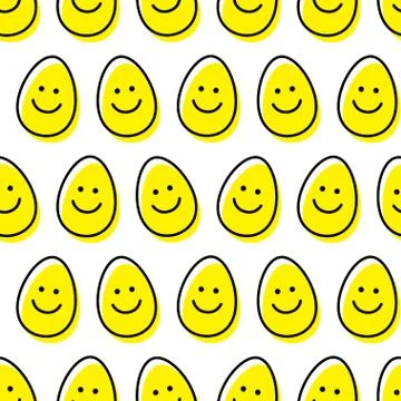 Easter eggs. Smiling faces seamless pattern. Stock Illustration