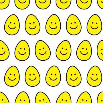 Easter eggs. Smiling faces seamless pattern. Illustrazione stock