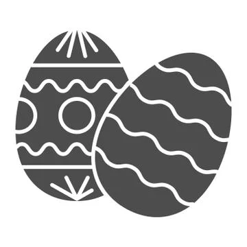 Easter eggs solid icon. Two traditional egg gift wavy pattern and circles, lines 스톡 일러스트