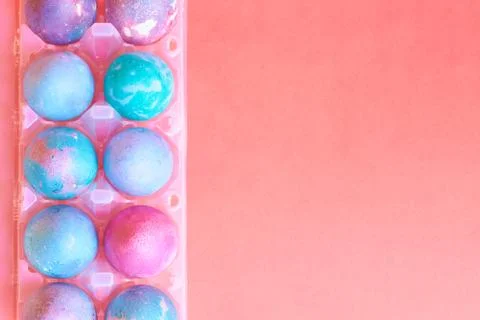 Easter eggs with space intergalactic pattern Foto stock
