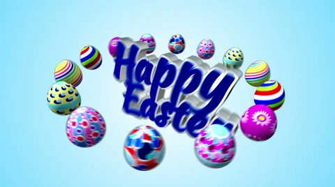 Easter eggs spinning around happy easter text 스톡 동영상 46335681