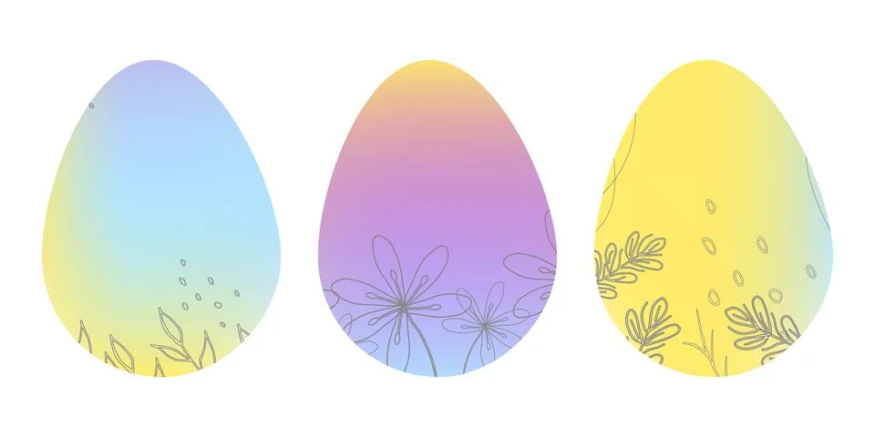 Easter eggs with spring abstract pattern set. Stock Illustration