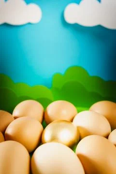 Easter eggs on spring background Stock Photos