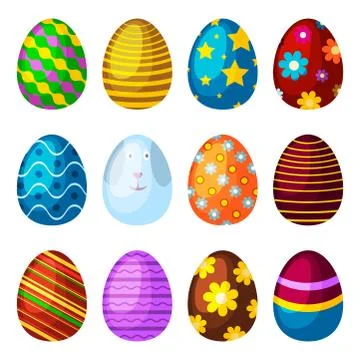 Easter eggs spring colorful celebration decoration holiday vector icons Stock Illustration