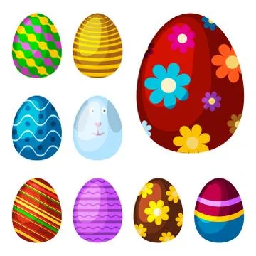 Easter eggs spring colorful celebration decoration holiday vector icons Stock Illustration