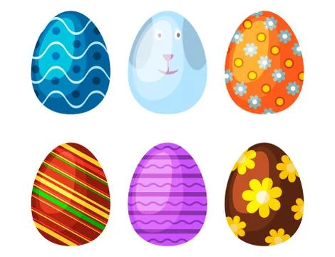 Easter eggs spring colorful celebration decoration holiday vector icons Stock Illustration
