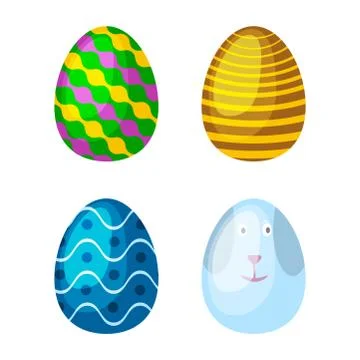Easter eggs spring colorful celebration decoration holiday vector icons. Stock Illustration