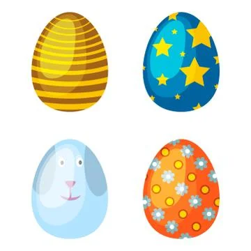 Easter eggs spring colorful celebration decoration holiday vector icons. Stock Illustration