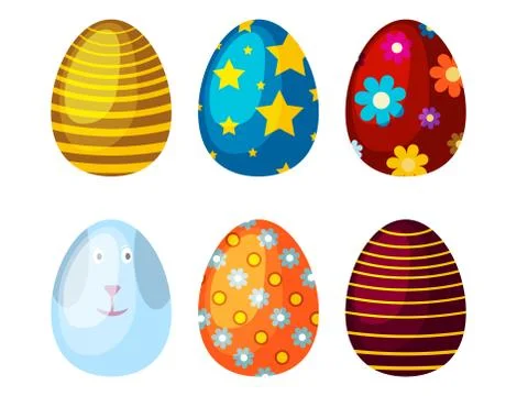 Easter eggs spring colorful celebration decoration holiday vector icons. Stock Illustration