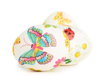 Easter eggs with spring decoration Foto stock