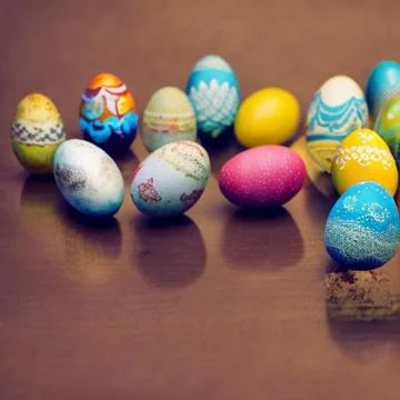 Easter Eggs on Table Stock Illustration