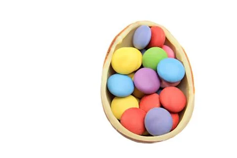 Easter eggs on table Stock Photos