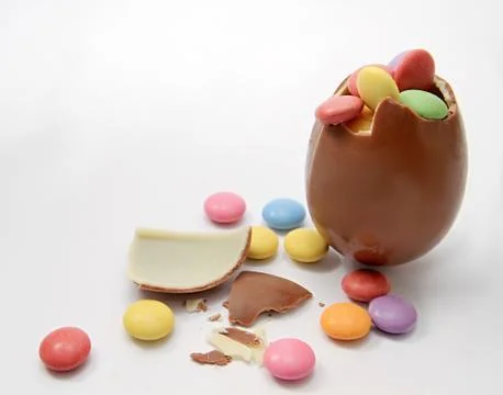 Easter eggs on table Stock Photos