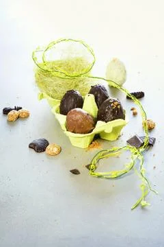 Easter eggs on a table Foto stock