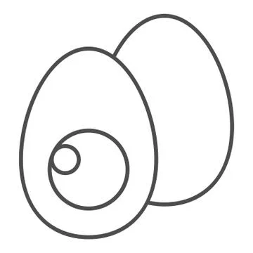 Easter Eggs thin line icon. Cutted half egg silhouette with a yolk outline style 스톡 일러스트