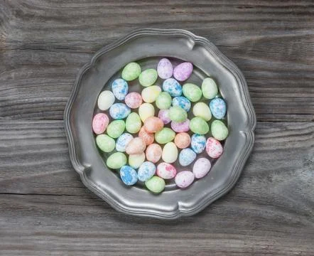Easter eggs in tin plate Stock Photos