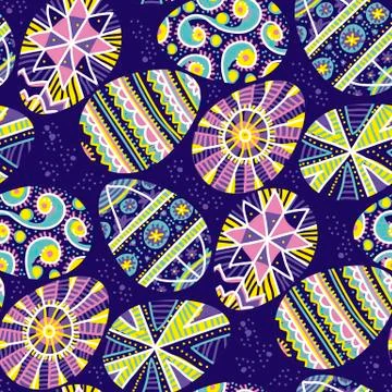 Easter eggs with traditional decor seamless pattern. Illustrazione stock