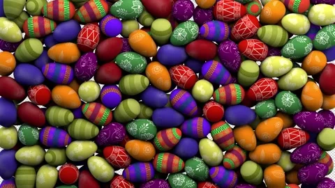 Easter eggs transition – 3d render with alpha channel. Stock Footage 268589001
