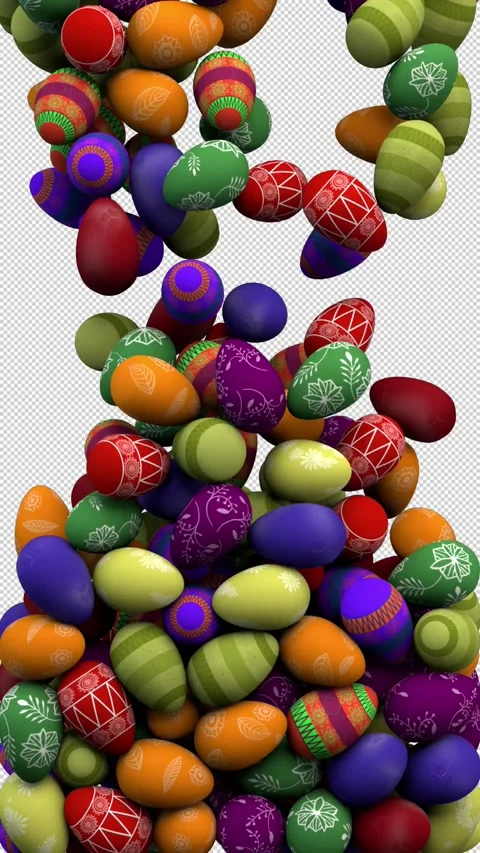 Easter eggs transition – 3d render with alpha channel. Video stock 276364660