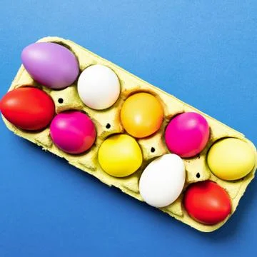 Easter eggs on a trendy blue background. Foto stock
